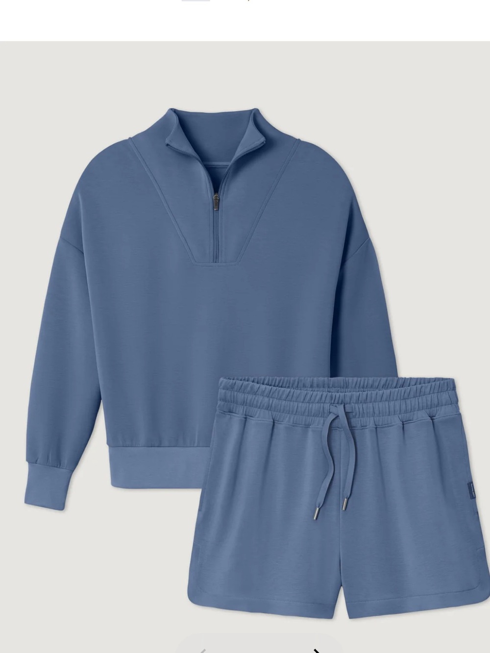 Tommy John Luxe Traveler Knit Quarter Zip & Short Set Blue Medium